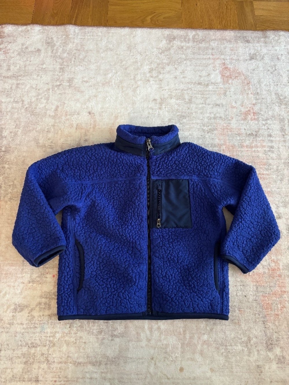 UNIQLO Kids Blue Sherpa Fleece Full Zip Jacket Size 110
